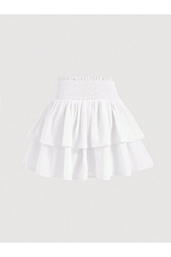 Wild Flower White Two-Layer high waist Ruffle Skirt