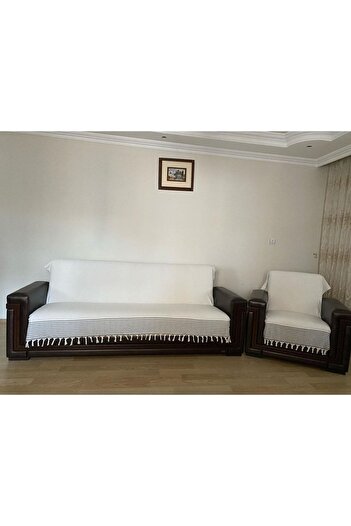 Coperta Kolları Örtmeyen Pamuklu Koltuk Örtüsü Takımı 3+3+1+1