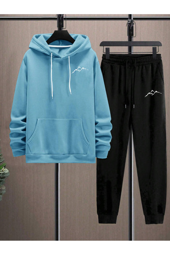 EFFRENATU hila moda  Büyük beden çok renkli kapüşonlu sweatshirt ve pantolon takımı