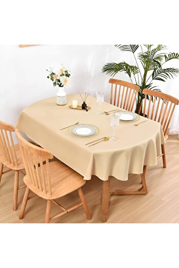 Zeren Home Care-free Liquid-proof Oval Tablecloth