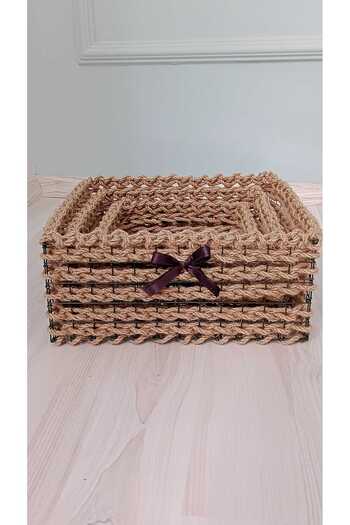 Egindra Wicker 3-Piece Cornered Basket Set-fruit-bread-potato-onion Basket-organizer