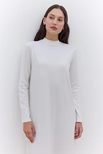 Manuka Ecru Colored Long Sleeve Lycra Dress