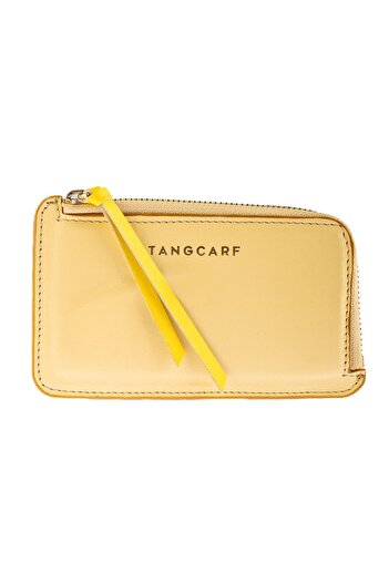 TANGCARF Perla Women's Card Holder Genuine Leather Small Size Zippered Wallet Yellow