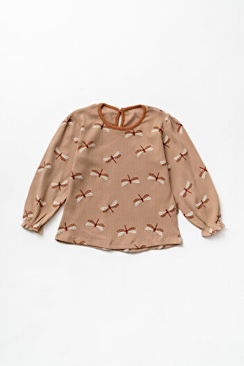 Magu Dragonfly Patterned Cotton Girl's Body Sweatshirt