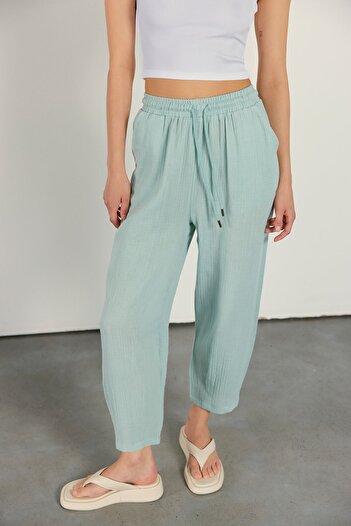 VATKALI Linen Blend Jogging Trousers Mint Green