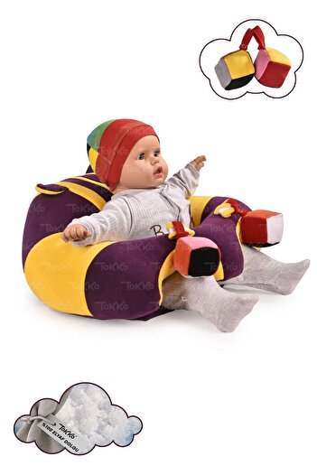 TOKKO Non-Tipping Baby Seat with Purple Yellow Toy - Large Baby Seat