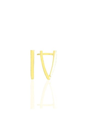 Söğütlü Silver Gümüş Altın Yaldızlı 16 Mm Tasarım Üçgen Küpe Sgtl11489gold