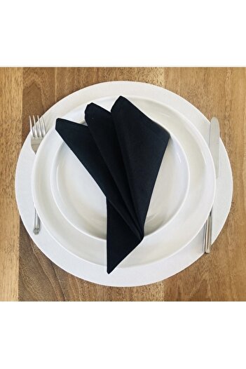 Ayd Home Set of 6 Black Fabric Napkins New Year Service Presentation Dining Christmas Table New Year 38X38 Christmas
