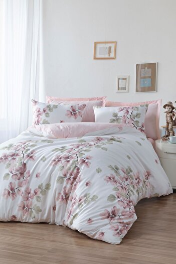 Enlora Home Kolay Ütülenir Nevresim Takımı Çift Kişilik Spring Beyaz