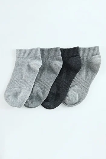 Trendyol Collection Unisex šedá Melange 4dílná sada bavlněných ponožek - Tmnaw25Co00023