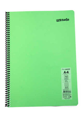 Mynote Flex A4 72 Sheets Checked Spiral Plastic Cover Notebook Pastel