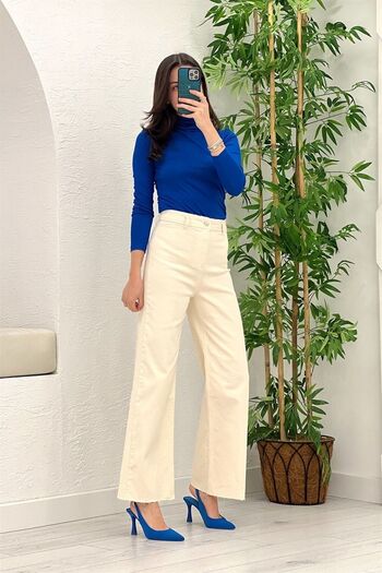 Geppetto Beige Wide Leg Penolope Women's Jeans 2658