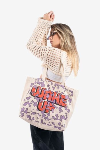 The Lycos wake Up" Canvas Tote Shoulder And Beach Bag