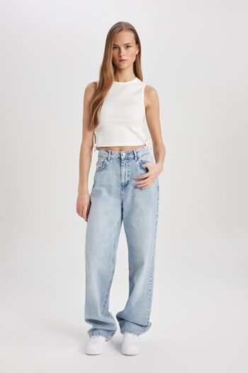 DeFacto High Waist Wide Leg 90S Large Leg Jean Pants B8246Ax24Sp