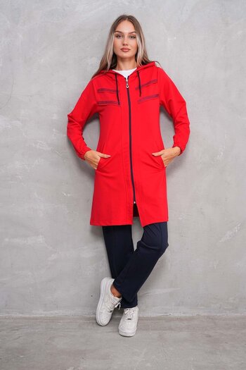 WestBound Red Stoned Women's Daily Hijab Tracksuit Set