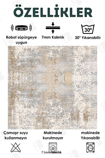 Faiend Digital Non-Slip Based Washable Living Room Carpet - for Kitchen and Hallway (4)