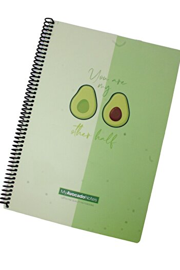 Gıpta A4 Avocado 80 Sheets Lined - Spiral Paper Cover Notebook, You Are My Other Half 5819