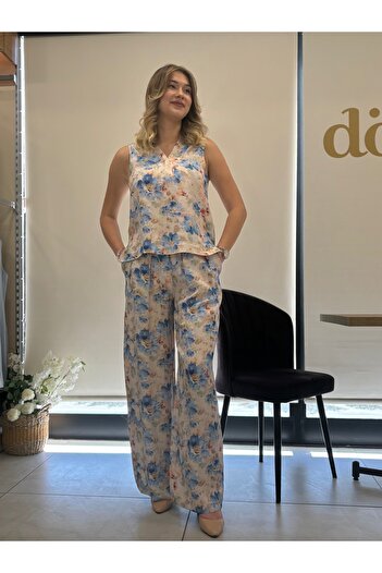 AYHAN Kadın Çiçek Desenli Alt-Üst Takım