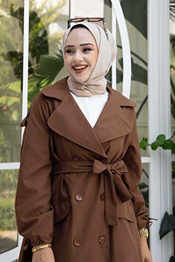EBRUTESETTÜR Mobile Belted Sleeve Lace-Up Trench Coat