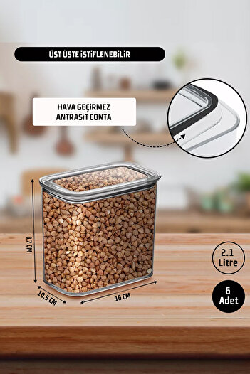 FİTHOME 6Pcs 2100ml Rectangular Airtight Sealed Storage Container Set
