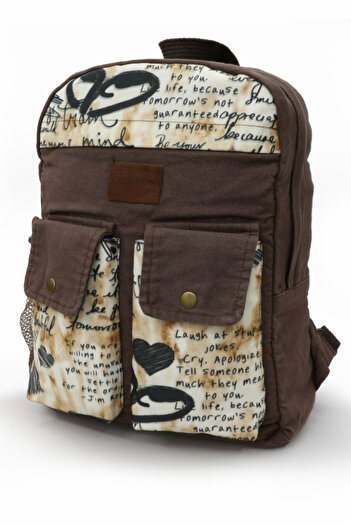 Old Cotton 7224 Καφέ βαμβακερή πάνινη τσάντα - 15,6 ιντσών Laptop Casual Notebook