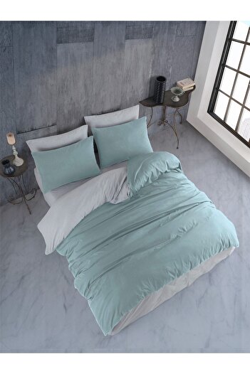 NANOSOFT Nevresim Takımı King Size Mint Yeşili-gri
