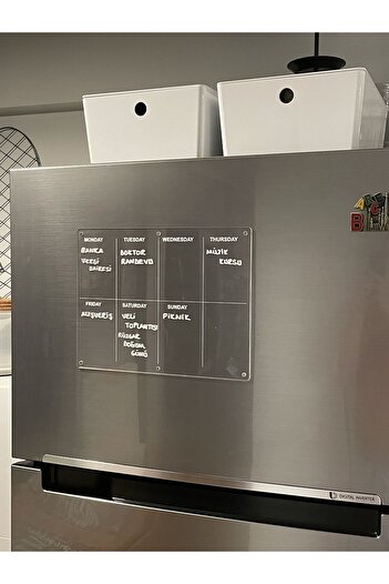 Trend Pleksi Mıknatıslı Pleksi Haftalık Planlayıcı Pano (Şeffaf - Beyaz)