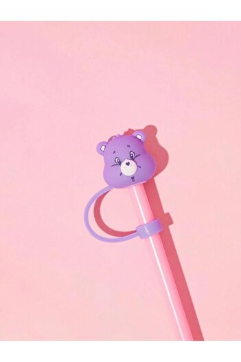ÇAKRA Purple Cute Teddy Bear Dustproof Straw - Silicone Cover, Compatible with 1 Small Straw
