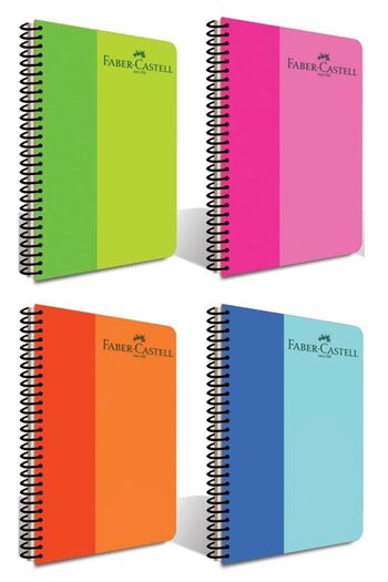 Faber Castell 100 Sheets Bicolor Spiral 4 Pieces Notebook Set with Plastic Cover