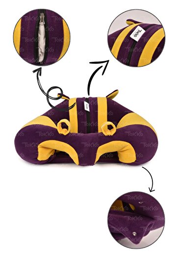 TOKKO Fiber Filling Baby Seating Supported - Non-Tipping Baby Seat - Purple Yellow for Large Baby Seating