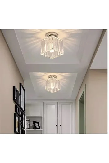 MİNAYS Luxury Crystal Stone Chrome Square Chandelier