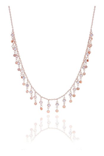 Söğütlü Silver Gümüş Rose Zirkon Taşlı Pullu Kolye Sgtl10497rose