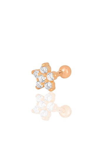 Söğütlü Silver Gümüş Rose Zirkon Taşlı Papatya Modeli Tragus Helix Piercing Küpe Sgtl12205rose
