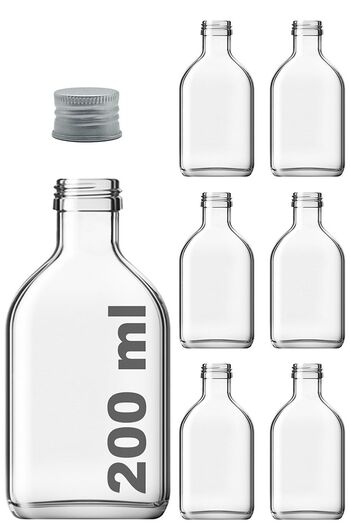 COLDBREWTREND كولد برو شفاف 200 مل غطاء معدني فضي مانع للتسرب زجاجة فارغة 6 قطع