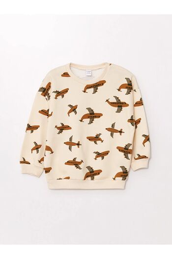 LC Waikiki LCW baby Bisiklet Yaka Baskılı Erkek Bebek Sweatshirt ve Pantolon 2'li Takım