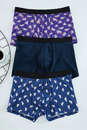 Trendyol Collection 3 db-os csomag mintás/sima pamut boxer TMNAW25BX00009