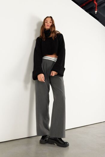VATKALI Belt Detailed Palazzo Trousers Gray