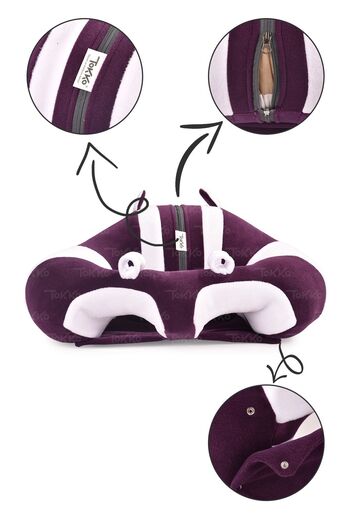 TOKKO Fiber Filled Baby Seating Support Cushion - Non-Tipping Baby Seat - Large Baby Seating Purple White