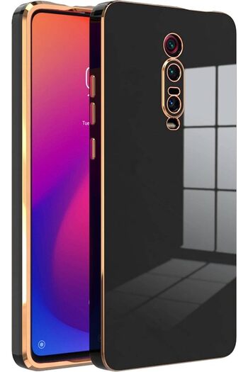 Fibaks Xiaomi Mi 9t Case Shiny Edge Gold Embroidered Camera Protect Cover