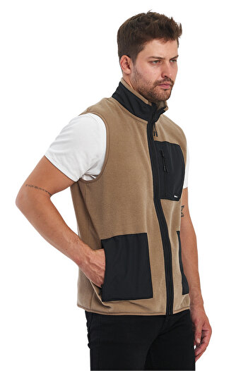 Adams Double Colored Fleece Sleeveless Erekek Vest - 3 Pockets Comfort Fit