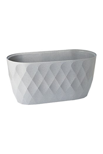 ToXA 3.5lt 30x14,5x15cm Baklava Desenli Hazneli Yakamoz Balkon Saksısı Parlak Plastik Saksı No1 Granit