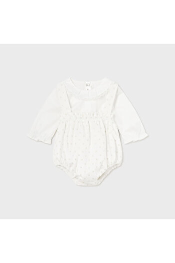 MAYORAL Cream Colored 3-piece Baby Girl Romper Set - Jumpsuit, Bodysuit and Bolero L25k2245