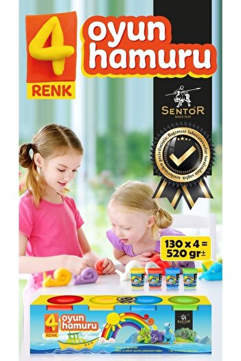 Sentor 4 Renk Oyun Hamuru (130x4= 520 G.)