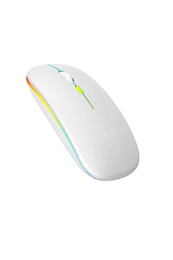 HOBİPİX Kablosuz Wireless 4 Tuşlu RGB Işıklı Sessiz Mouse Beyaz