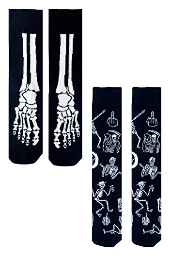 ZEYZEY MONKEY Set of 2 Skeleton Pattern Socks