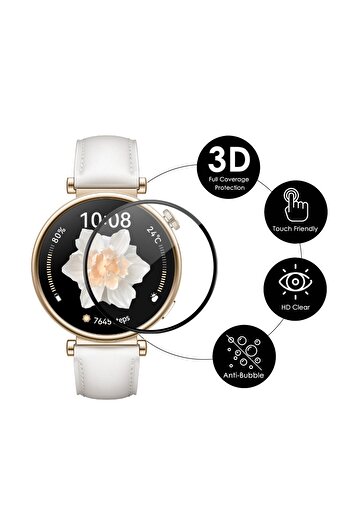 Fibaks Huawei Gt4 41mm - Black Curved Compatible Watch Screen Protector