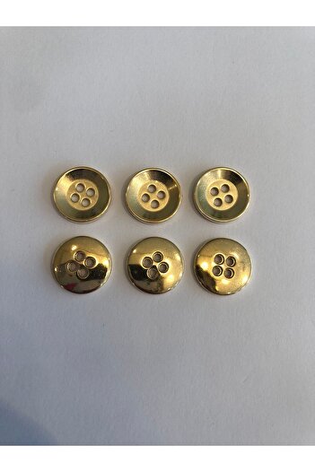 aensia Gold Gold Large Flat Perforated Classic Italian Metal Button 36 Size Buttons - Pack of 6 Buttons