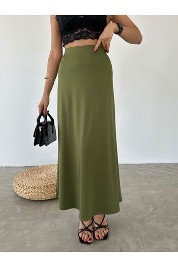 Fiori Scuba Flared Skirt with Elastic Waist
