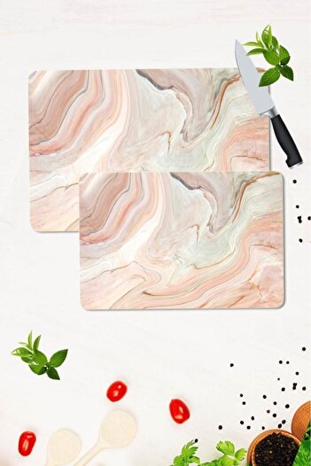 Saban Set of 2 30x40 cm and 20x30 cm Model 300 Patterned Glass Cut Plate and Stove Protection
