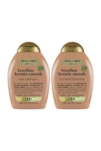 OGX Brazilian Keratin Smooth Düzleştirici Etkili Sülfatsiz Şampuan 385 ml Sülfatsiz Saç Bakım Kremi